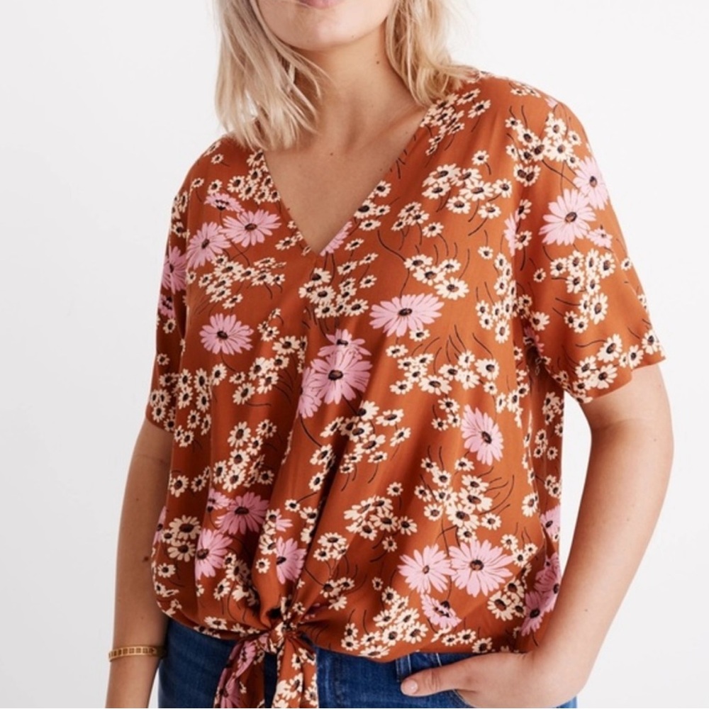 Madewell - Rustic Floral Novel Tie-Front Top - L